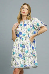 Umgee BabyDoll Floral Striped Hem Mini Dress OutfitFlow